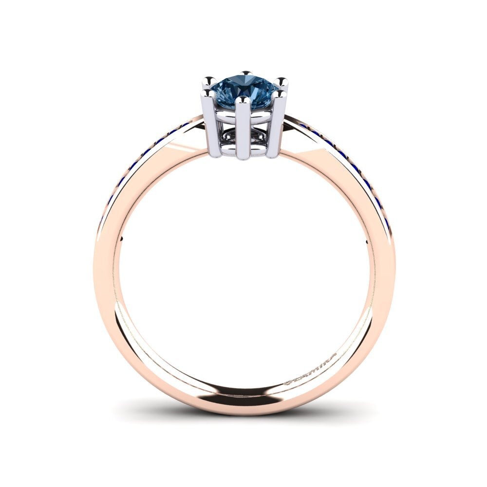 14ct Rose / White Gold Blue Diamond Engagement Ring Alita