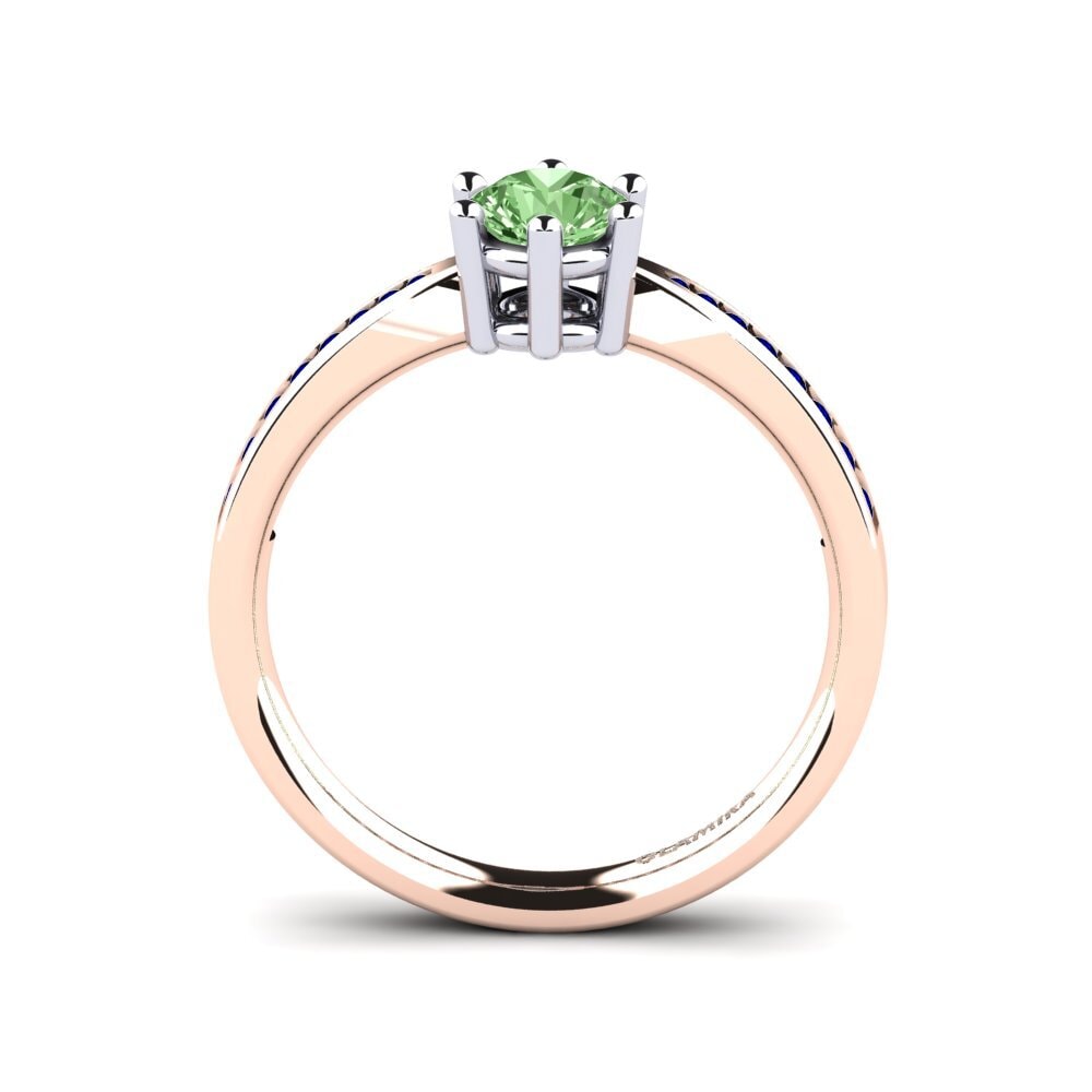 14ct Rose / White Gold Green Diamond Engagement Ring Alita