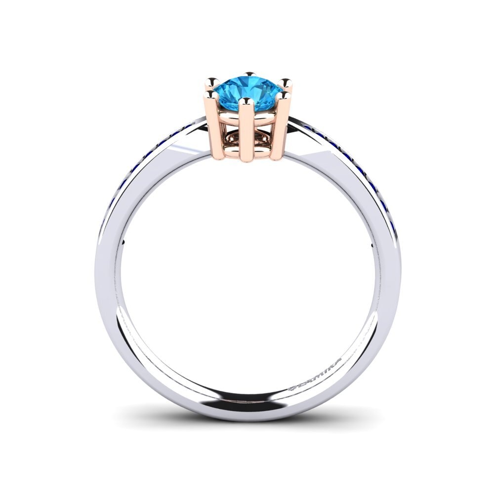 14ct White / Rose Gold Blue Topaz Engagement Ring Alita