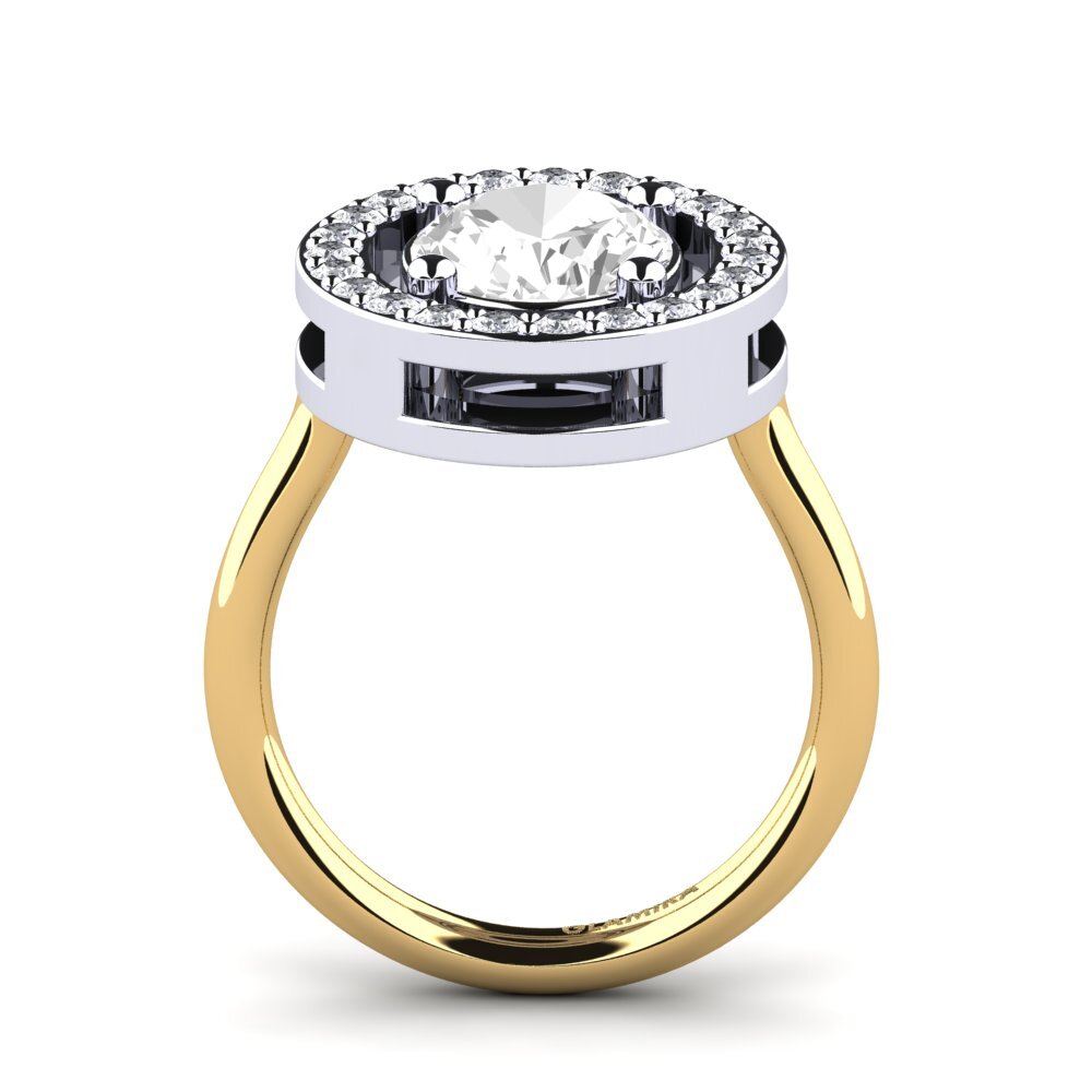 14ct White / Yellow Gold White Topaz Engagement Ring Alketa