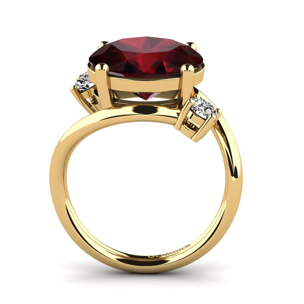 14k Oro Amarillo Granate Anillo Alkida