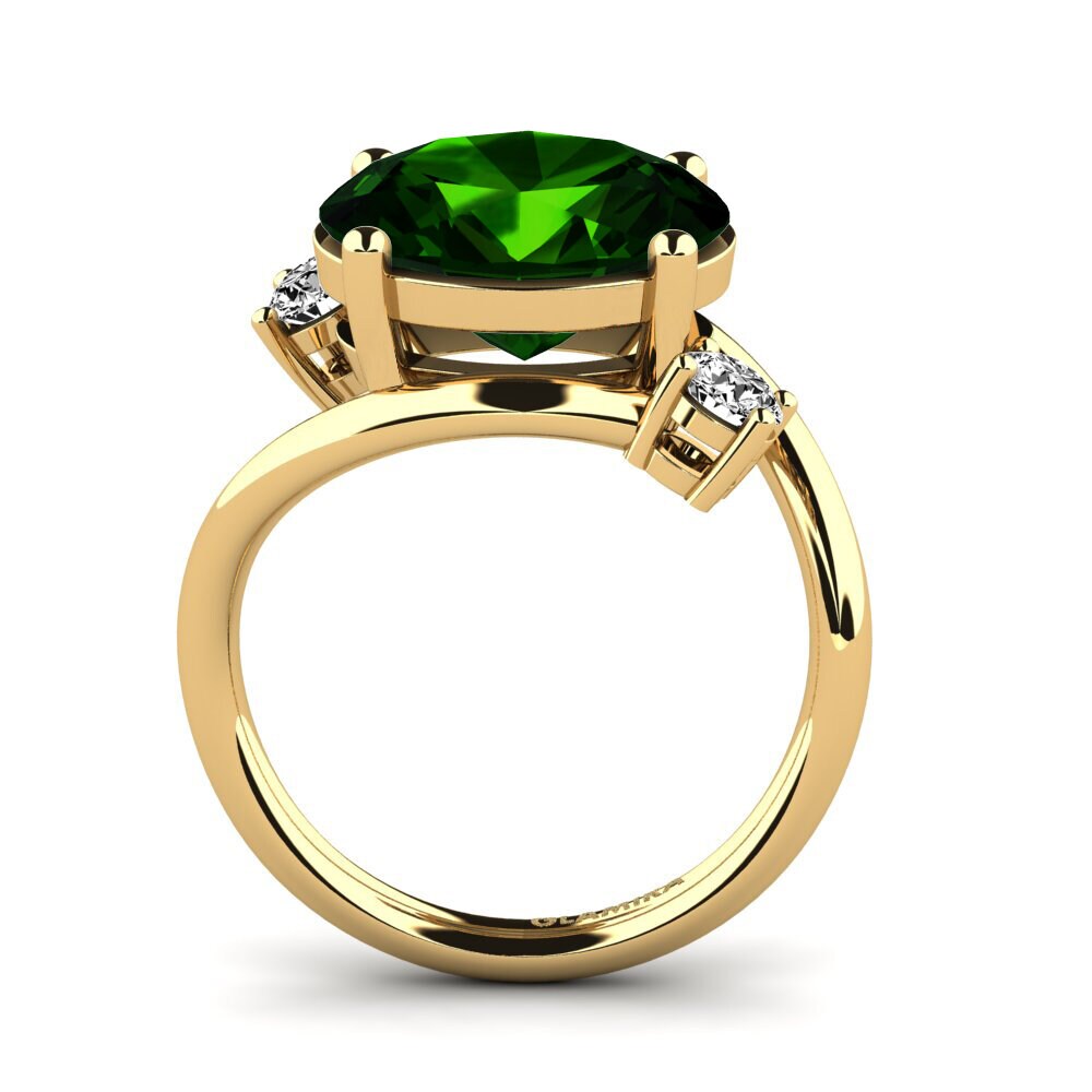 14k Oro Amarillo Turmalina verde Anillo Alkida