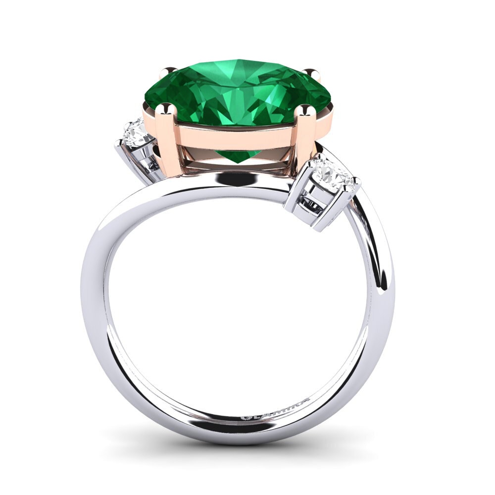 18ct White & Rose Gold Emerald (Lab Created) Ring Alkida