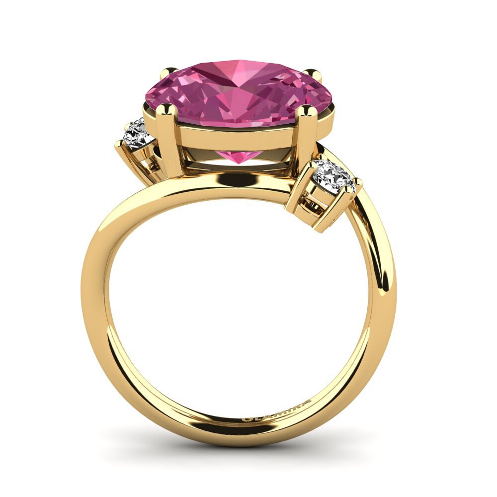 14k Oro Amarillo Turmalina rosa Anillo Alkida