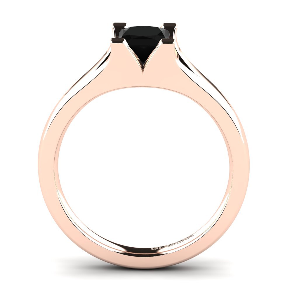 14ct Rose Gold Black Onyx Engagement Ring Alvina 0.93crt