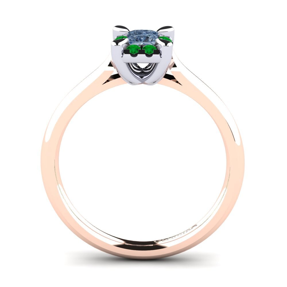 14ct Rose / White Gold Blue Diamond Engagement Ring Amay 0.2 crt