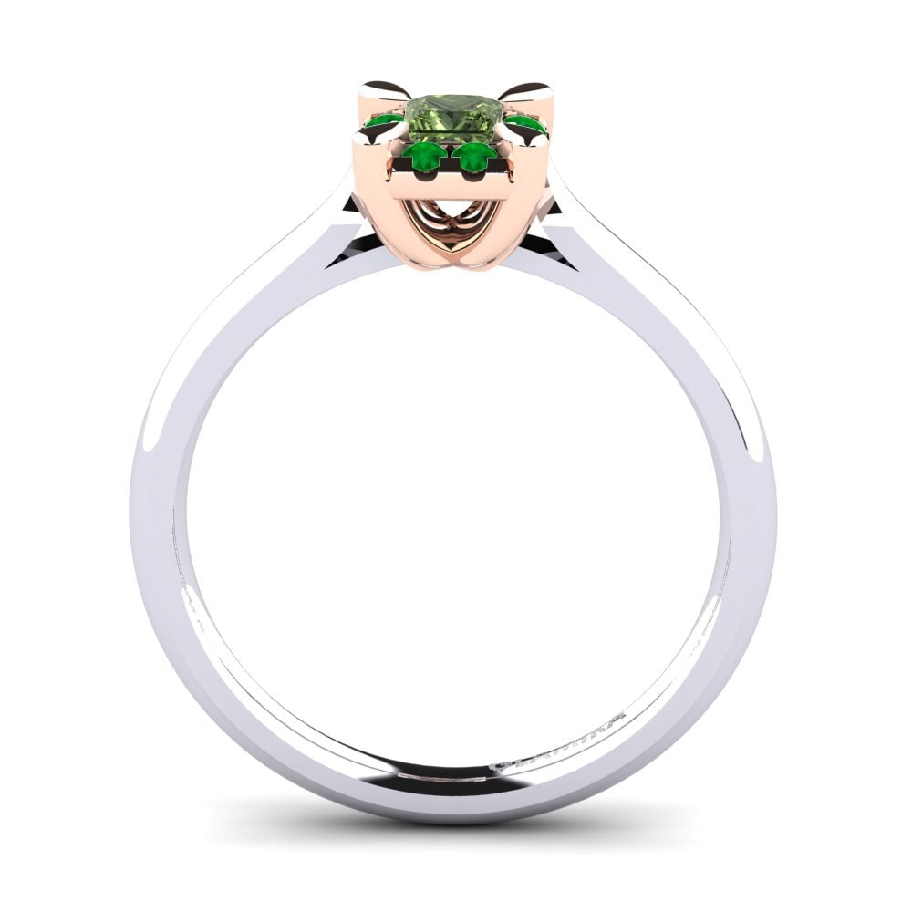 14ct White / Rose Gold Green Sapphire Engagement Ring Amay 0.2 crt