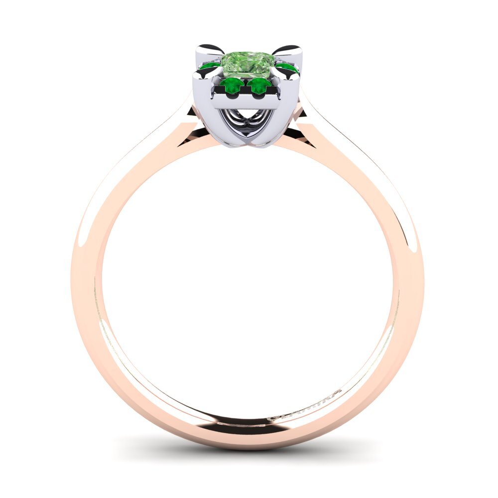 14ct Rose / White Gold Green Diamond Engagement Ring Amay 0.2 crt