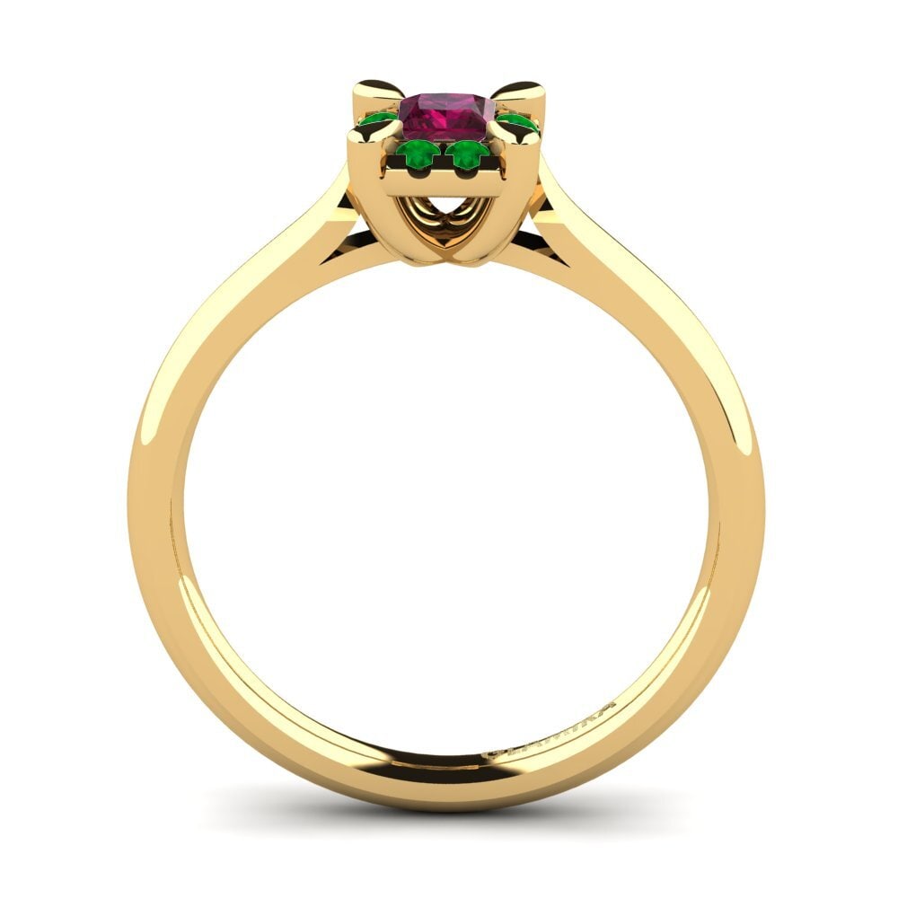 14ct Yellow Gold Rhodolite Garnet Engagement Ring Amay 0.2 crt