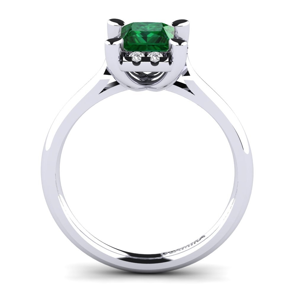 White Silver Tsavorite Engagement Ring Amay 0.93 crt