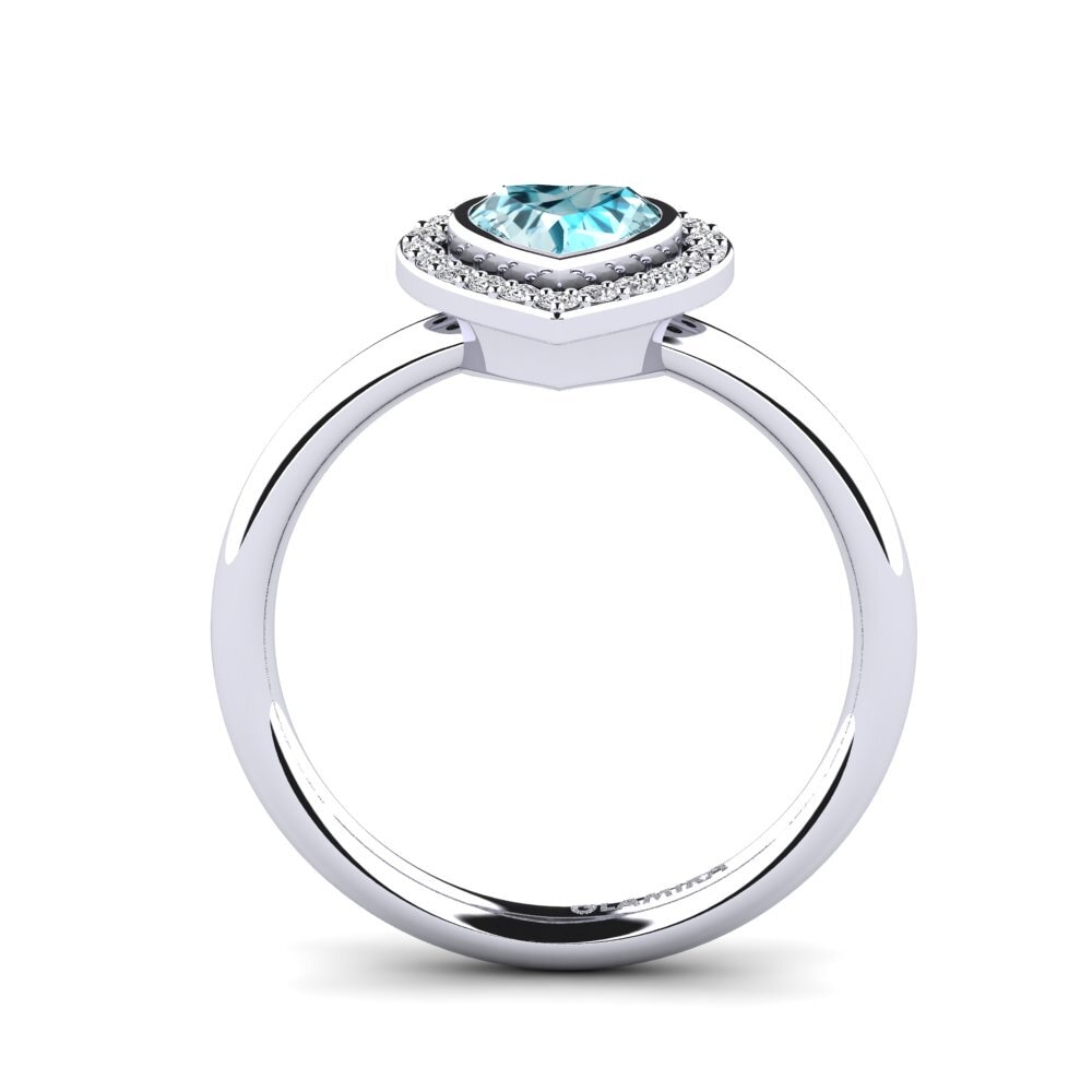 White Silver Blue Zircon Women's Ring Amery