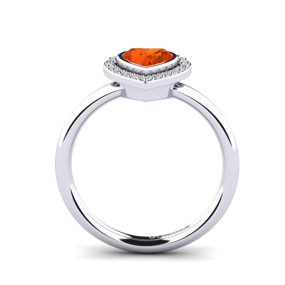 White Silver Fire Opal Women's Ring Amery