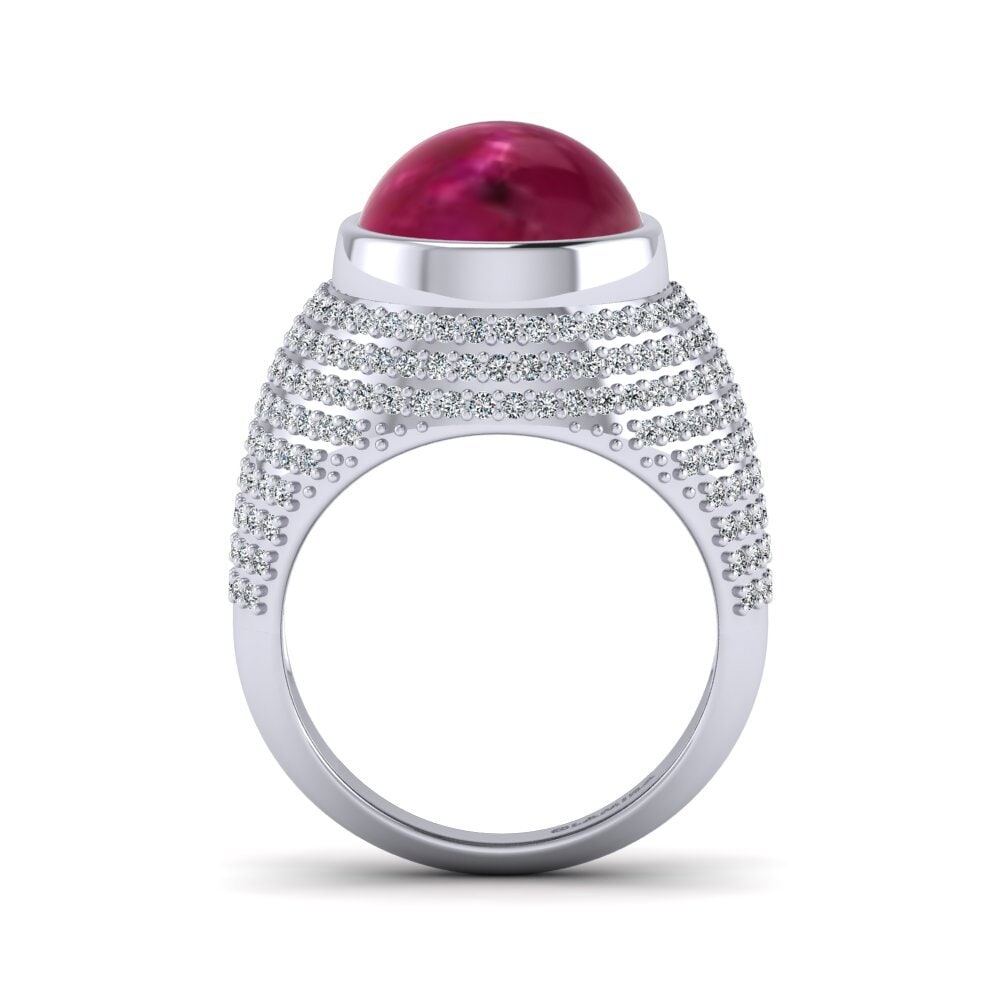 950 Platinum Cabochon Ruby Ring Amoldine