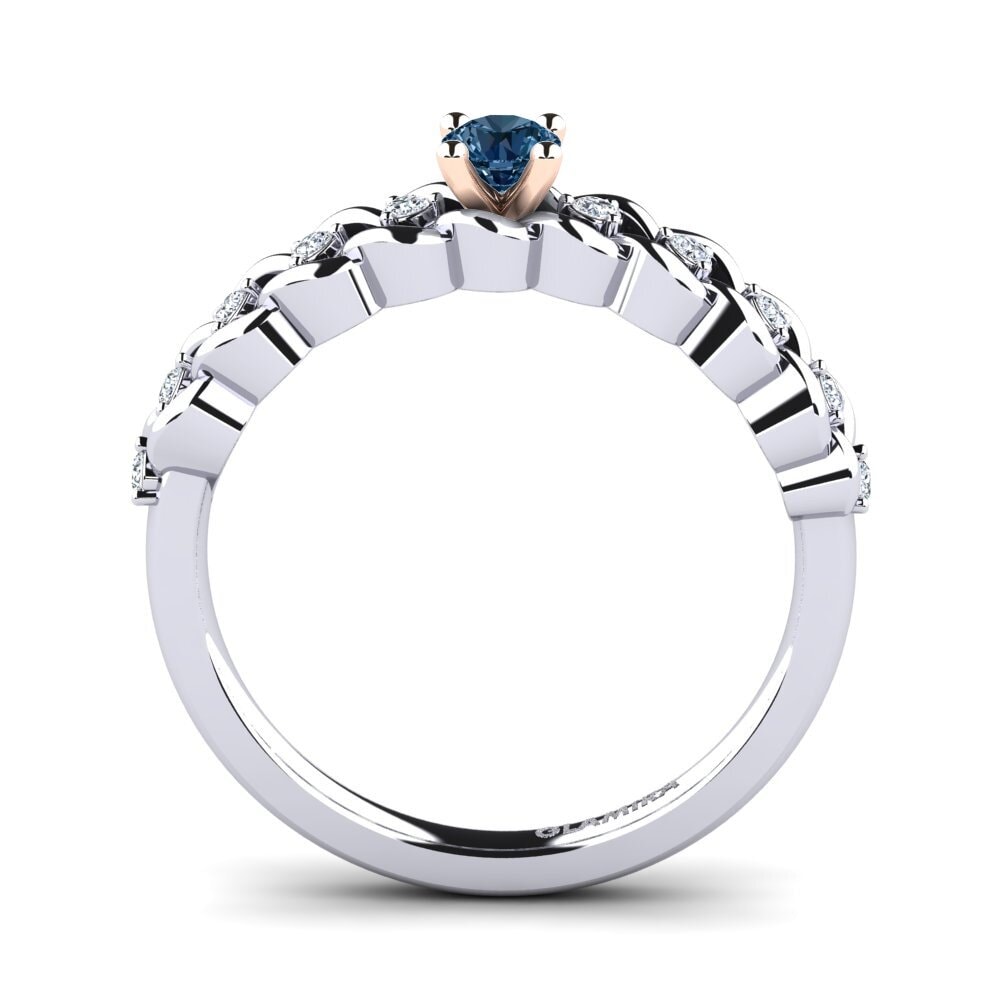 Diamante Azul Anel de Noivado Amora 0.16 crt