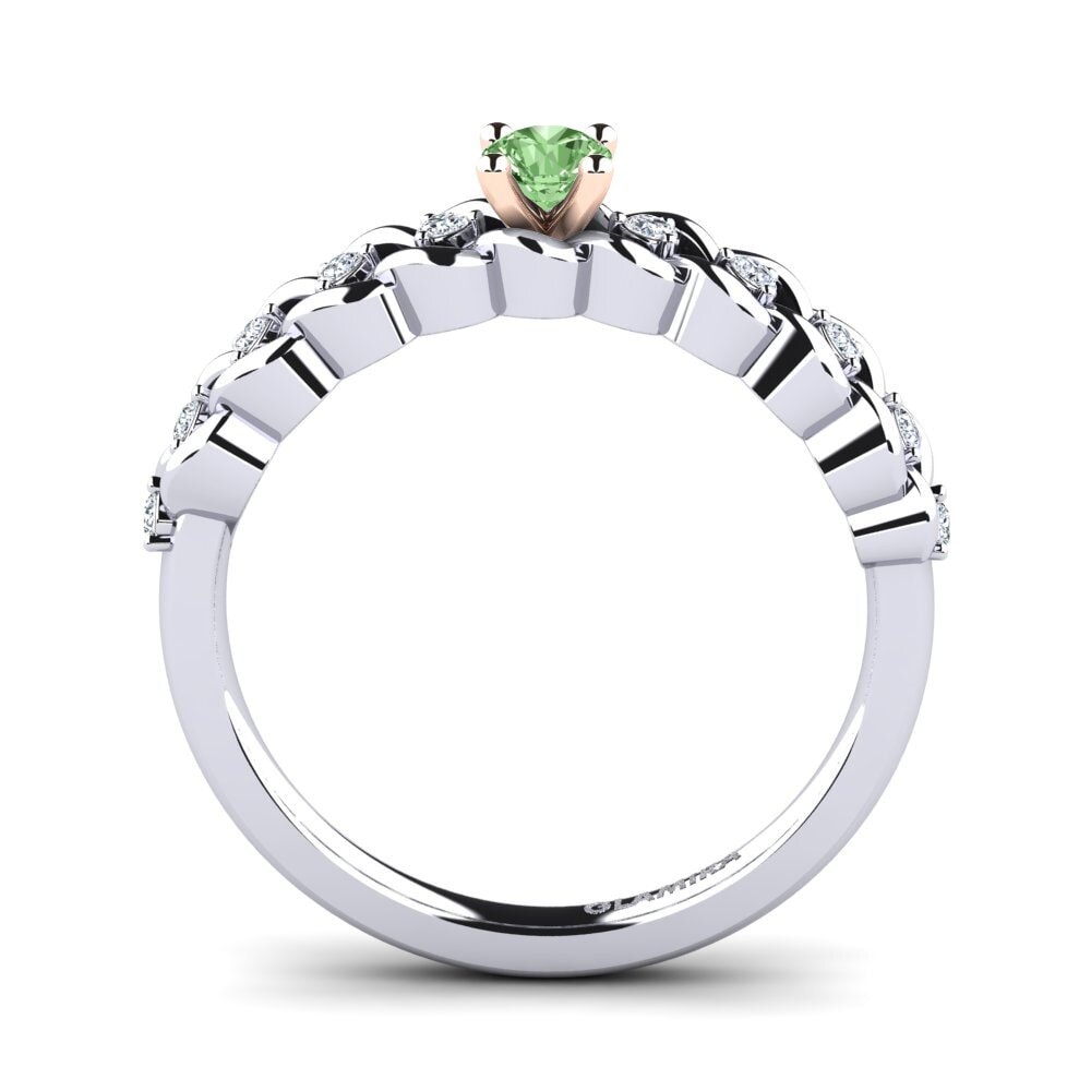 Diamante Verde Anel de Noivado Amora 0.16 crt