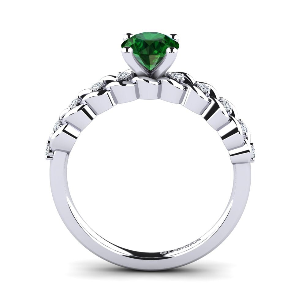 White Silver Tsavorite Engagement Ring Amora 0.8 crt