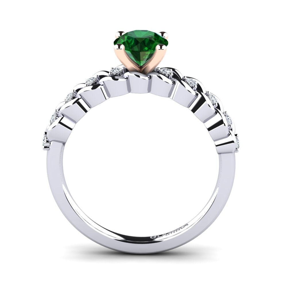 14ct White & Rose Gold Tsavorite Engagement Ring Amora 0.8 crt