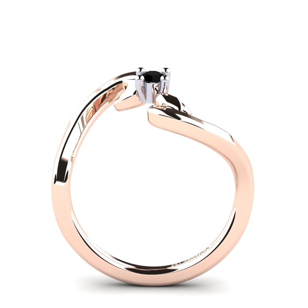 14ct Rose & White Gold Black Onyx Women's Ring Amoretta