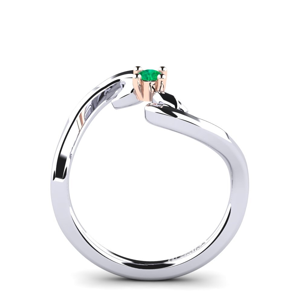 14ct White & Rose Gold Emerald Women's Ring Amoretta