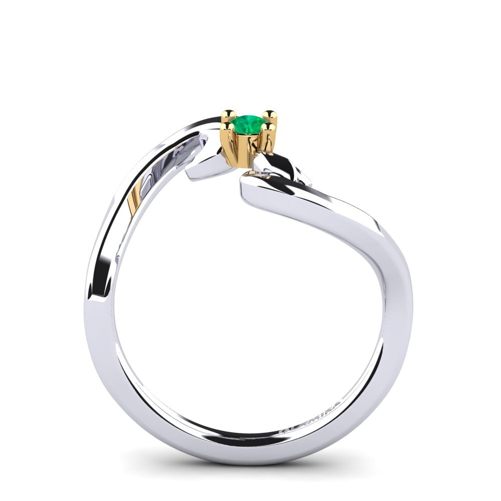 14ct White & Yellow Gold Emerald Women's Ring Amoretta