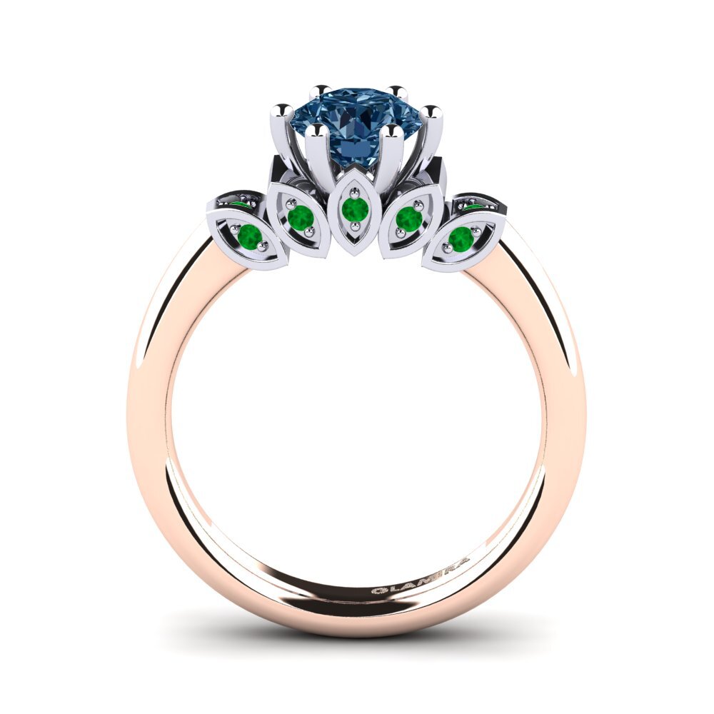 14ct Rose / White Gold Blue Diamond Engagement Ring Amrita