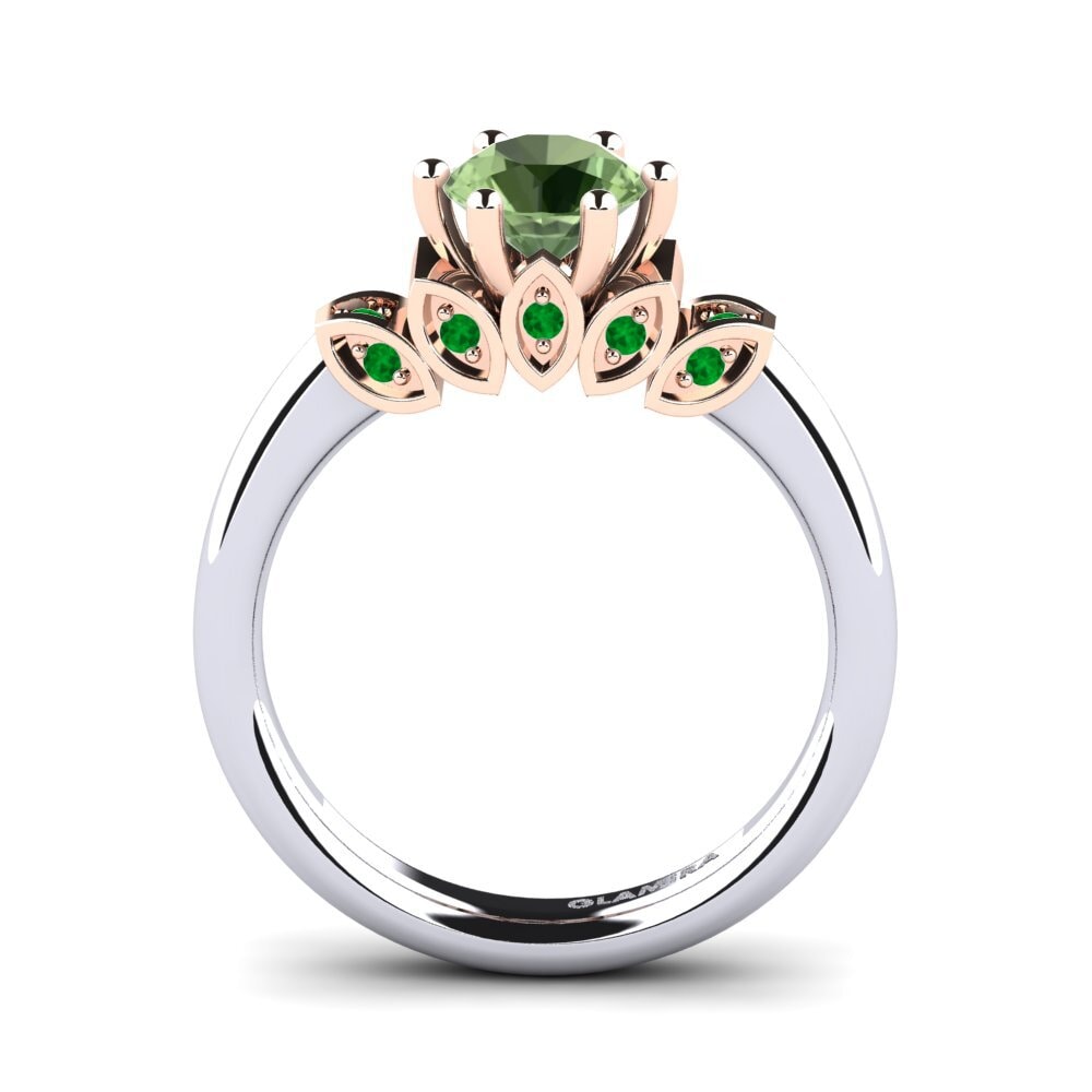 14ct White / Rose Gold Green Sapphire Engagement Ring Amrita