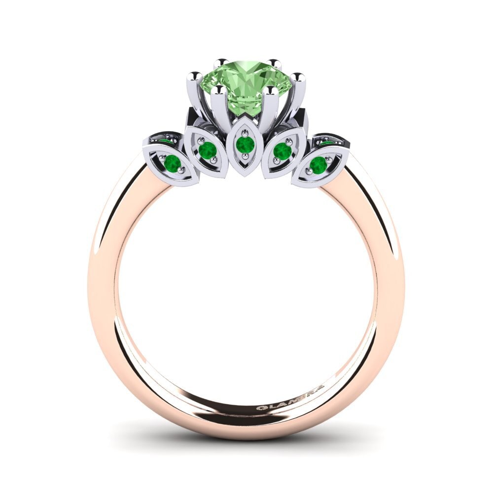 14ct Rose / White Gold Green Diamond Engagement Ring Amrita