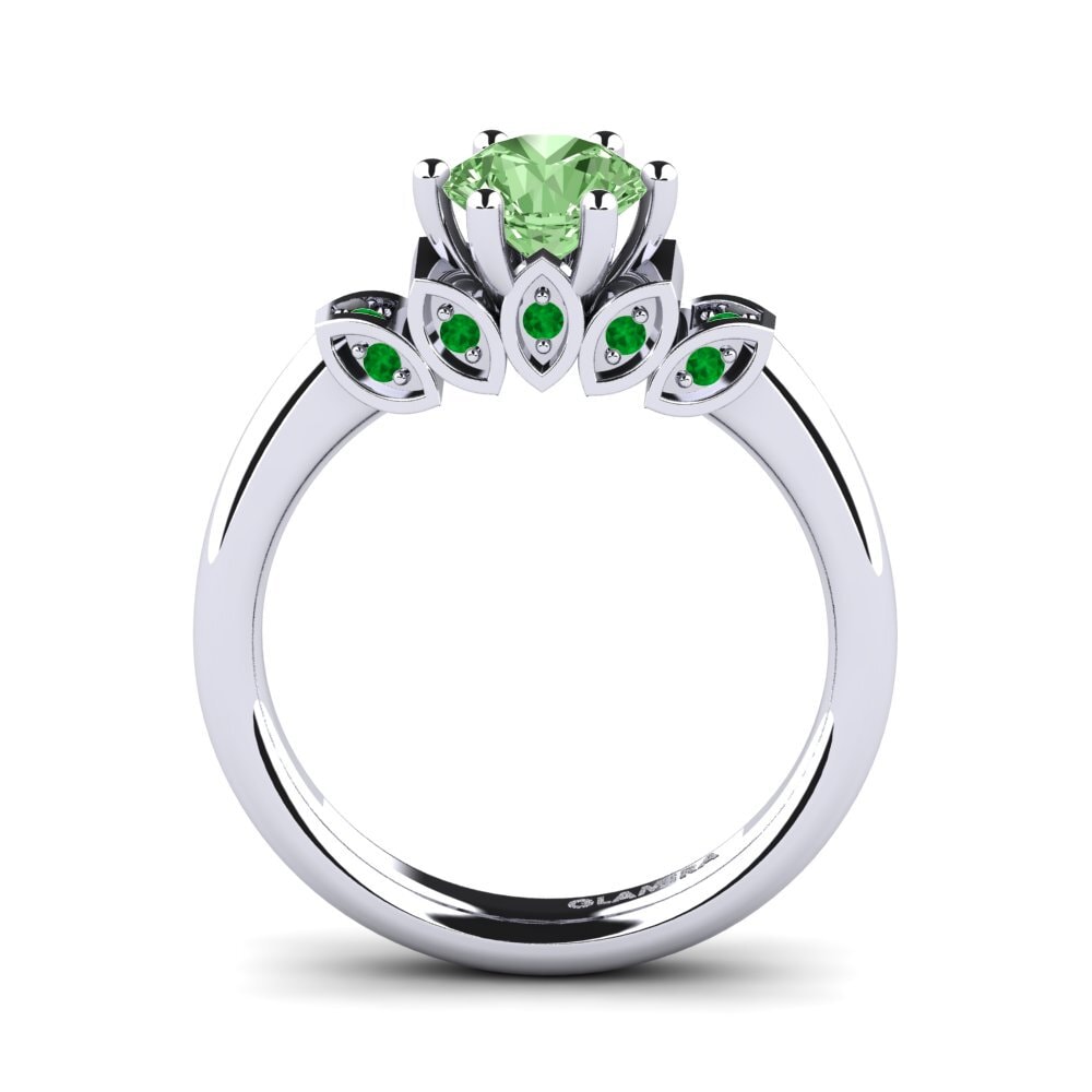 White Silver Engagement Ring Amrita