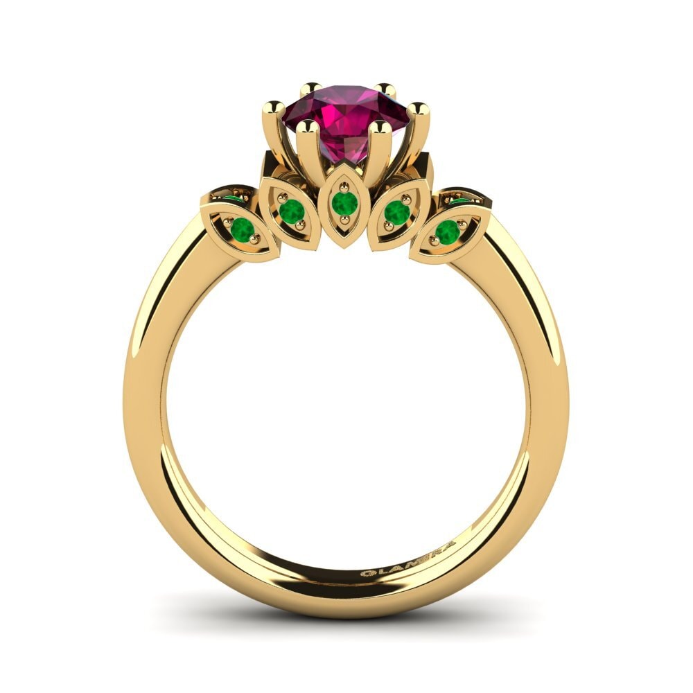 14ct Yellow Gold Rhodolite Garnet Engagement Ring Amrita