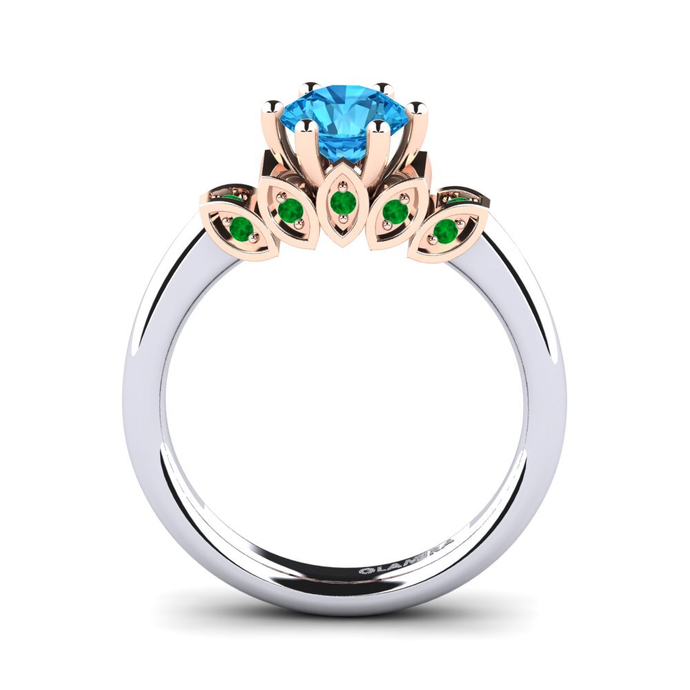 14ct White / Rose Gold Blue Topaz Engagement Ring Amrita