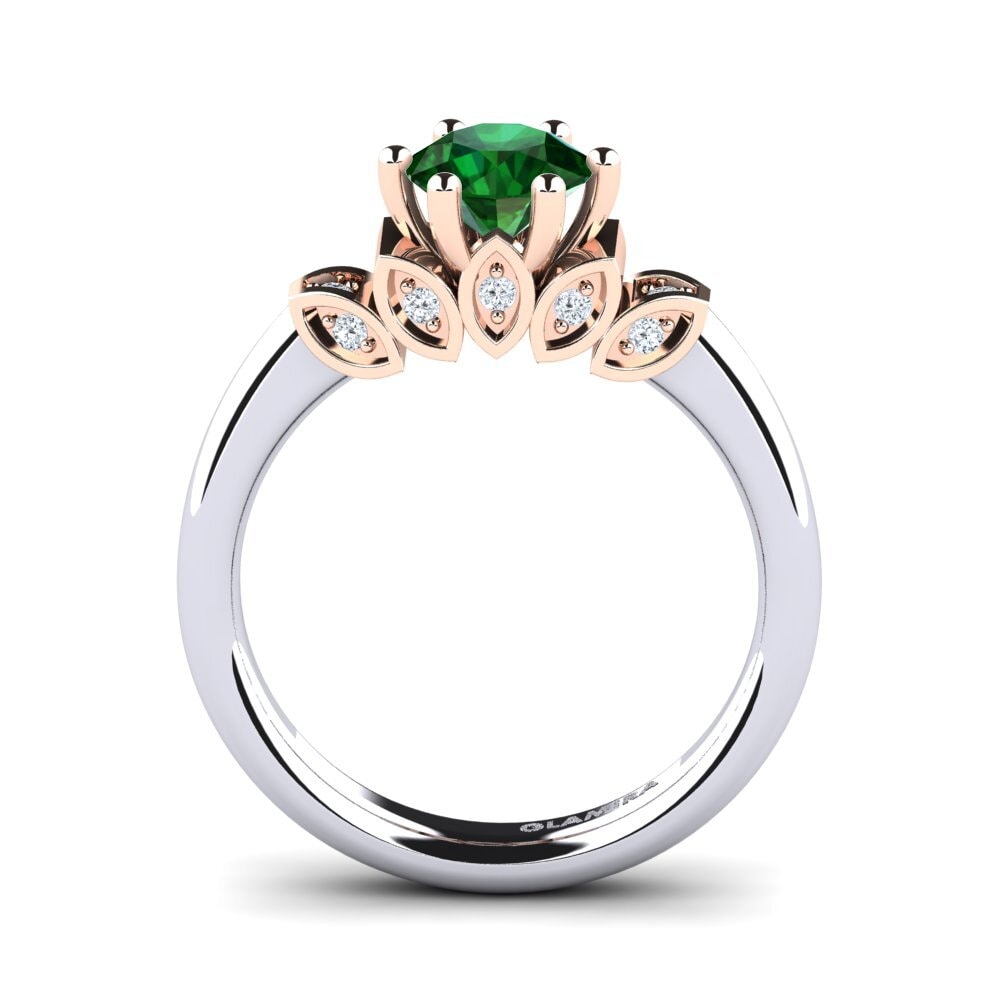 14ct White & Rose Gold Tsavorite Engagement Ring Amrita