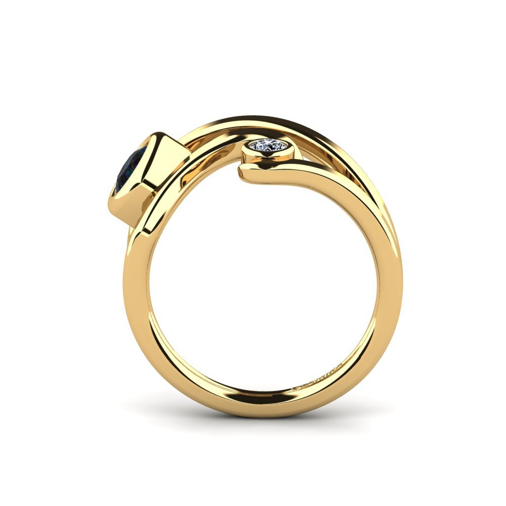 9ct Yellow Gold Black Opal Ring Anacelis
