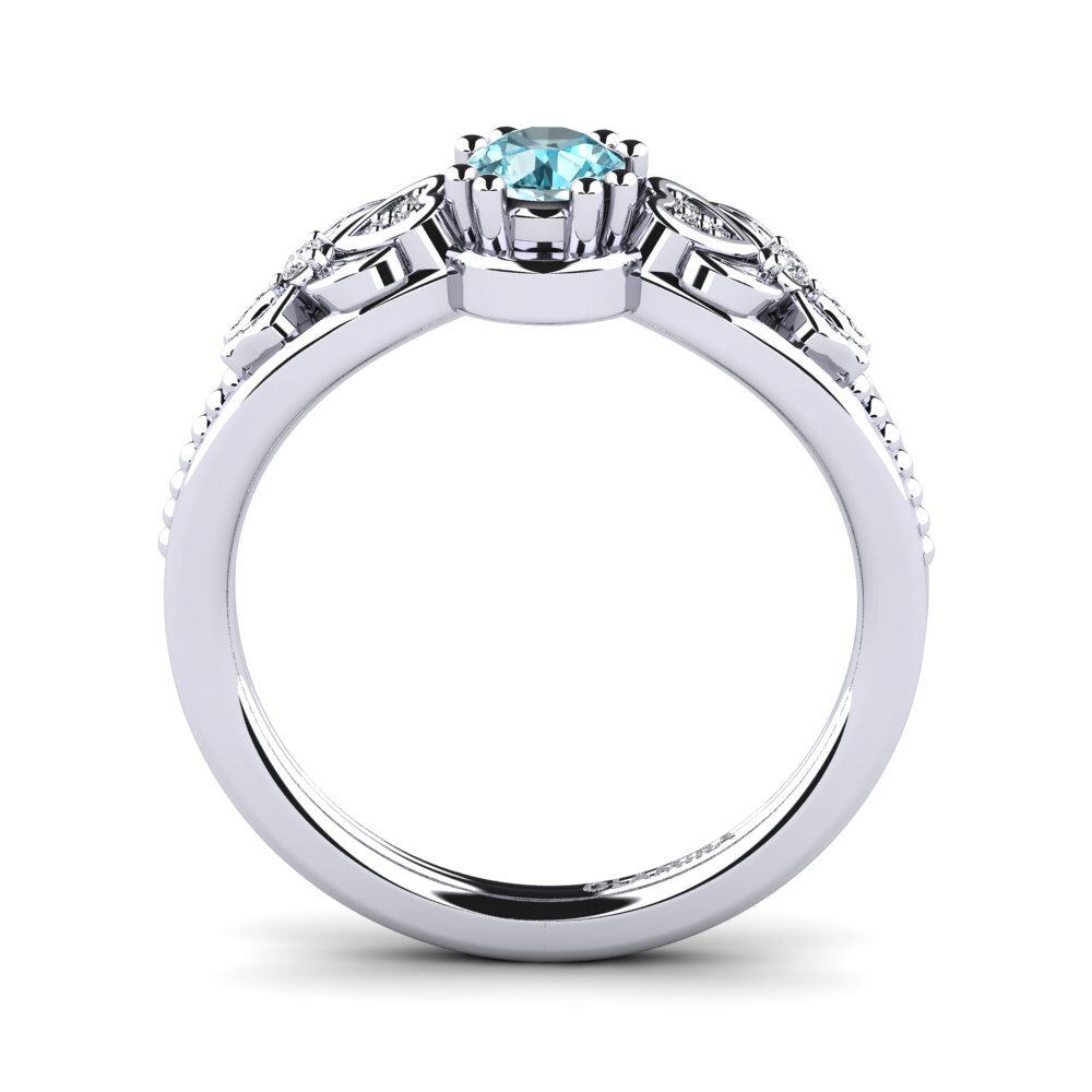 White Silver Blue Zircon Women's Ring Anamir