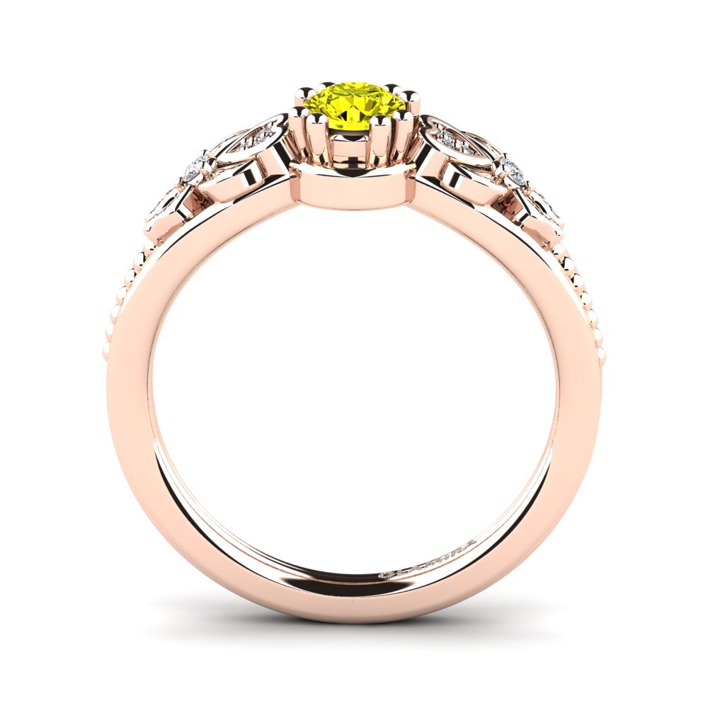 14ct Rose Gold Yellow Diamond Women's Ring Anamir