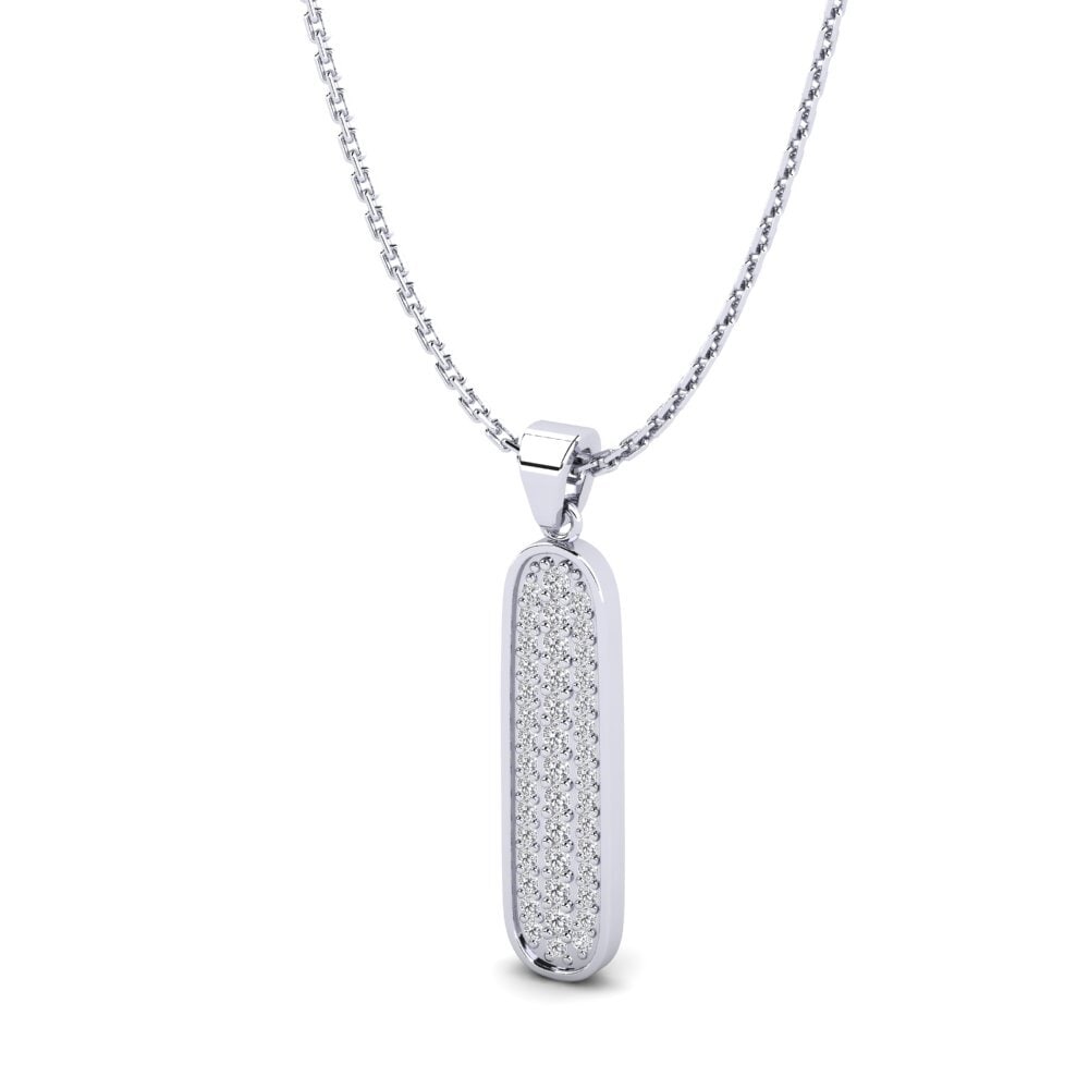 Ciondolo Diamante Zirconia Cubica 5 MM Placcato Oro Bianco 18 K Ciondolo Diamante Zirconia Cubica 5 MM Placcato Oro Bianco 18 K