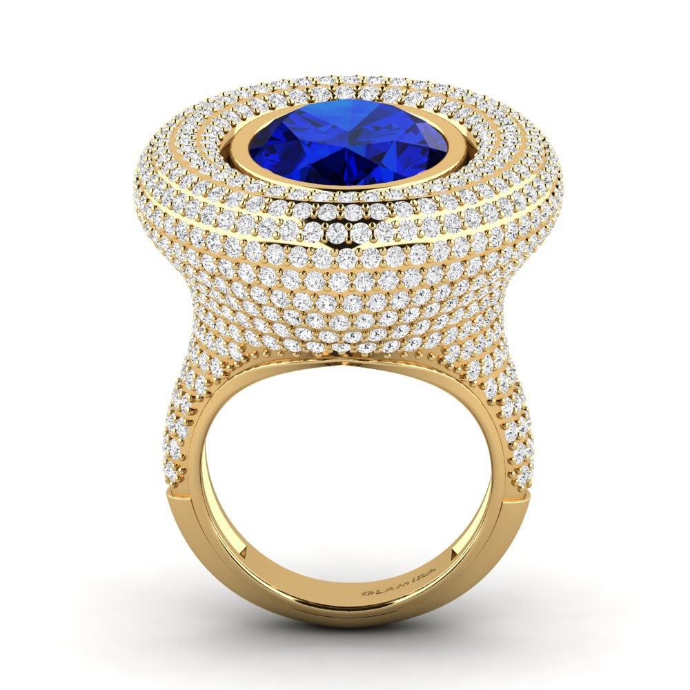 14k Oro Amarillo Safiro (Creado en Laboratorio) Anillo Anaphiel