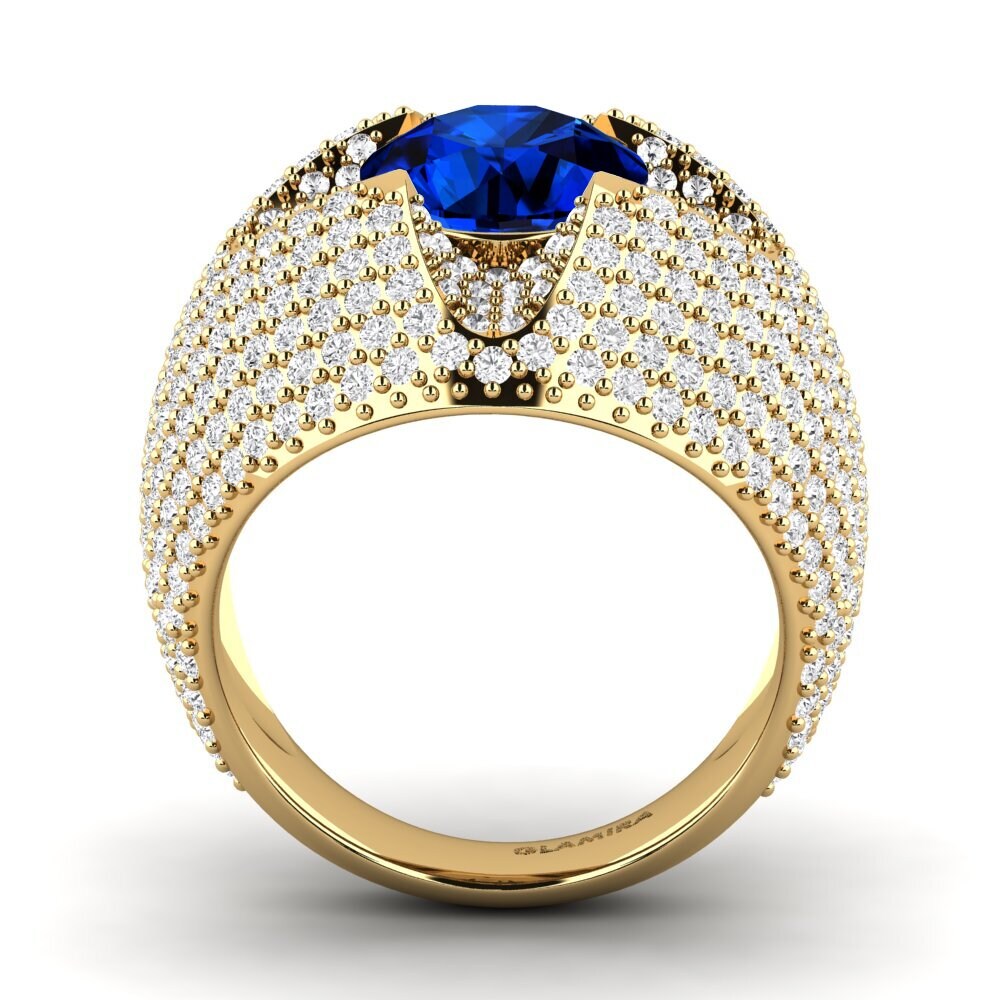14k Oro Amarillo Safiro (Creado en Laboratorio) Anillo Andin