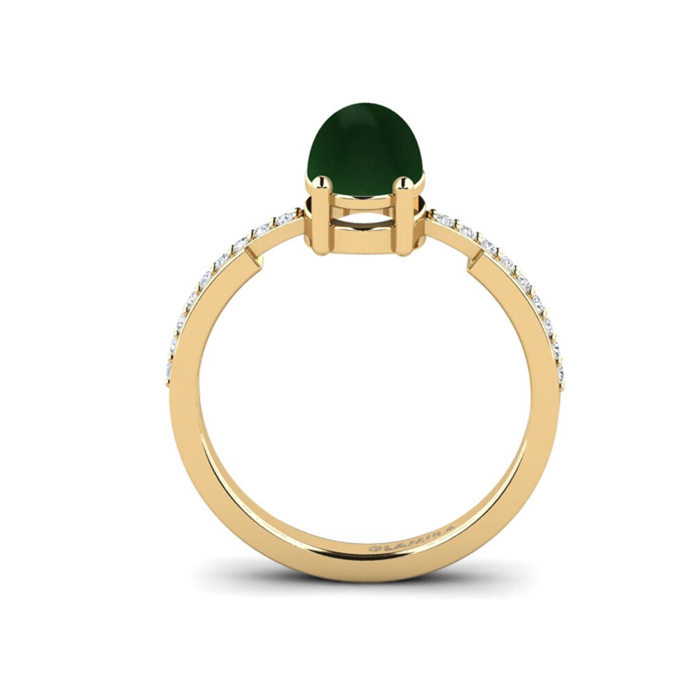 Emerald Engagement Ring Anegy - Cabochon Oval