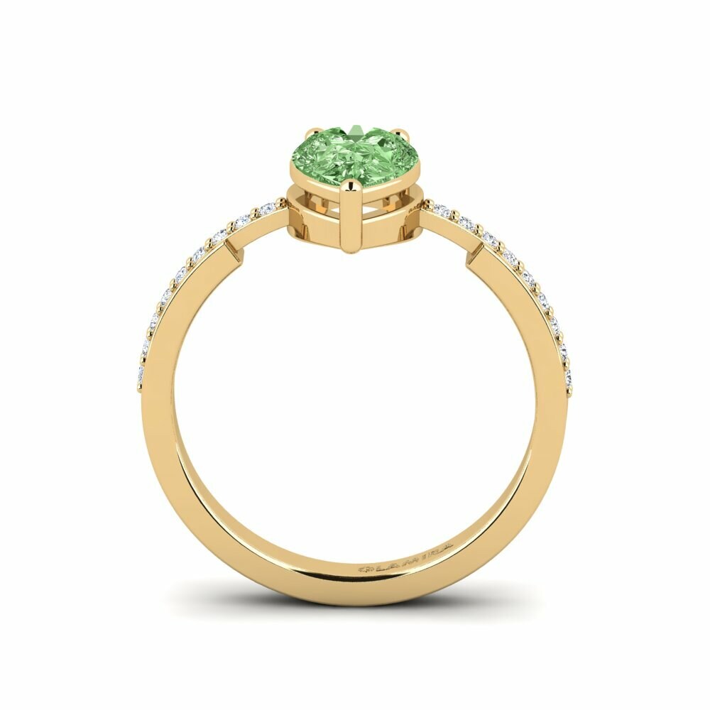 Green Diamond Engagement Ring Anegy - Pear