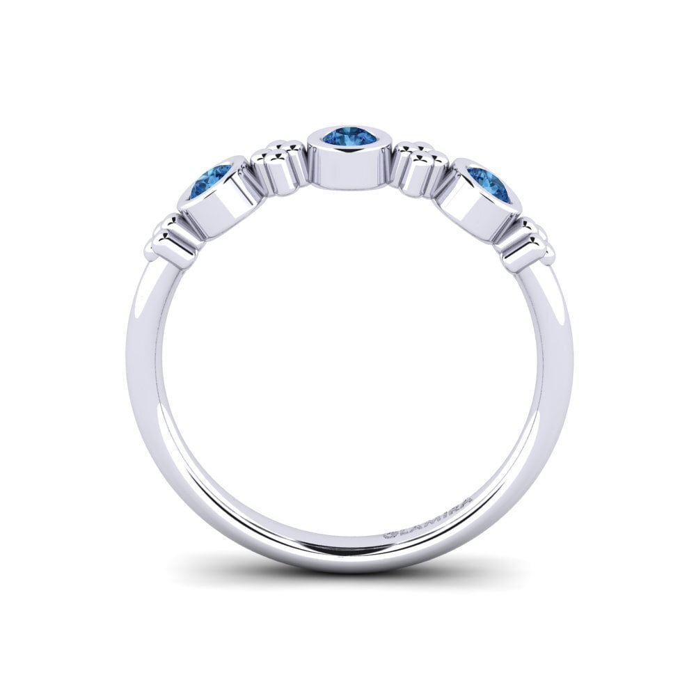 Zircônia azul escuro Anel de Noivado Anglin