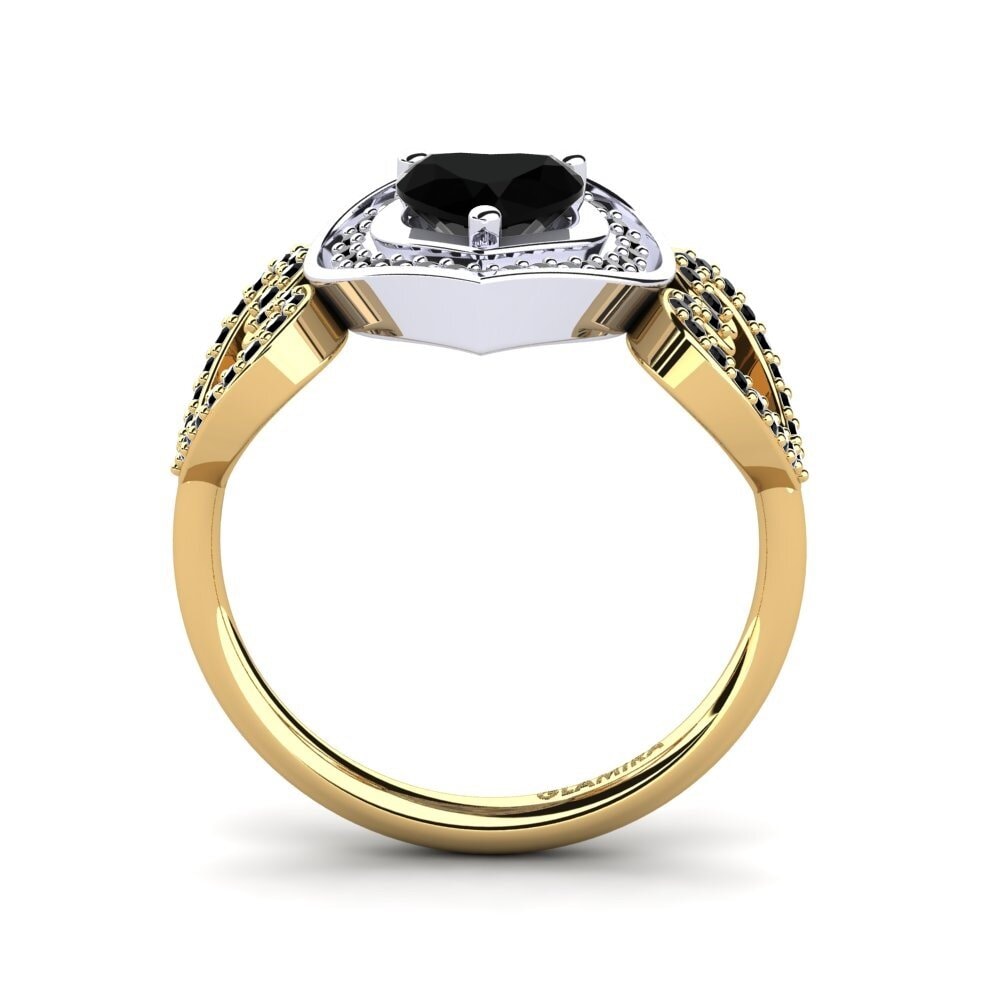 18ct Yellow & White Gold Black Diamond Ring Anisah