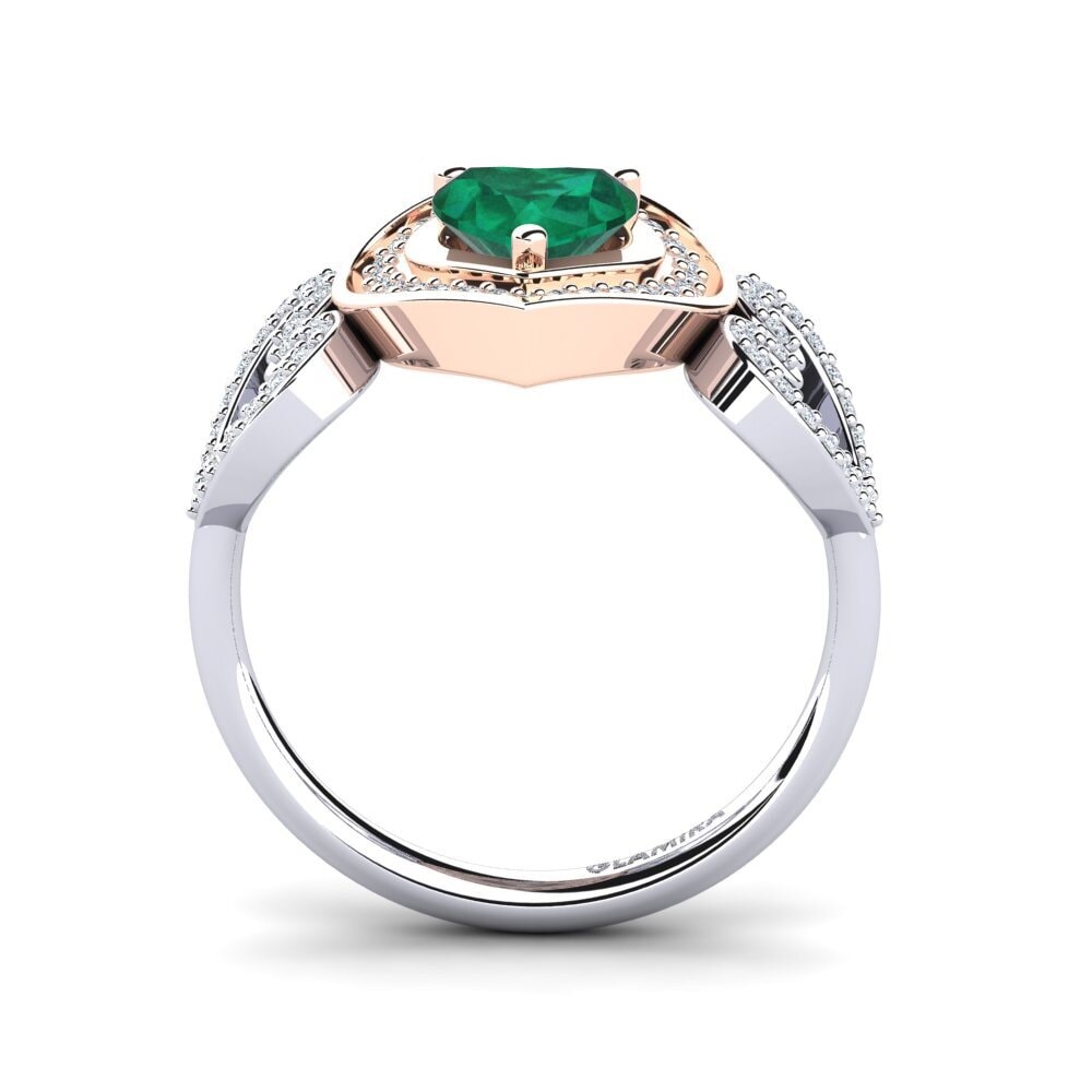 14ct White & Rose Gold Emerald Ring Anisah