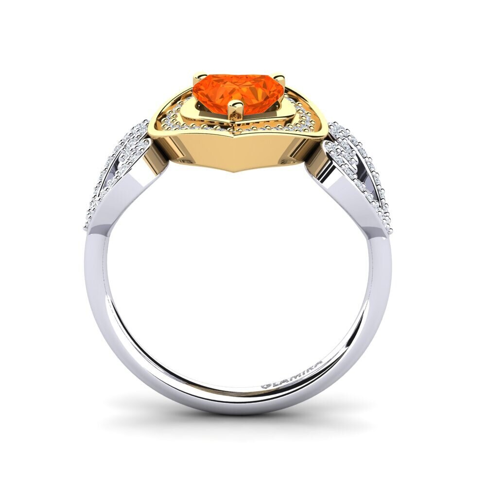 18ct White & Yellow Gold Fire Opal Ring Anisah