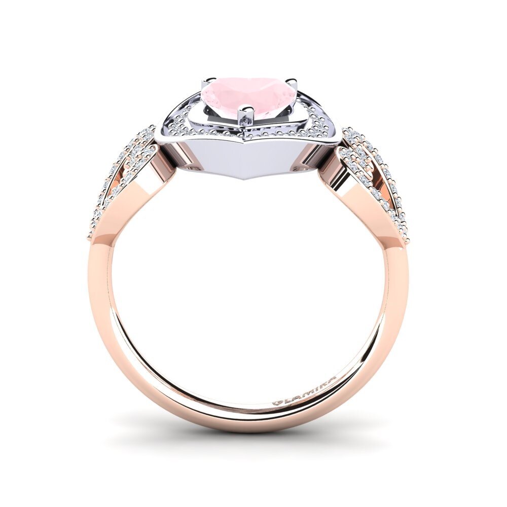 18ct Rose & White Gold Rose Quartz Ring Anisah