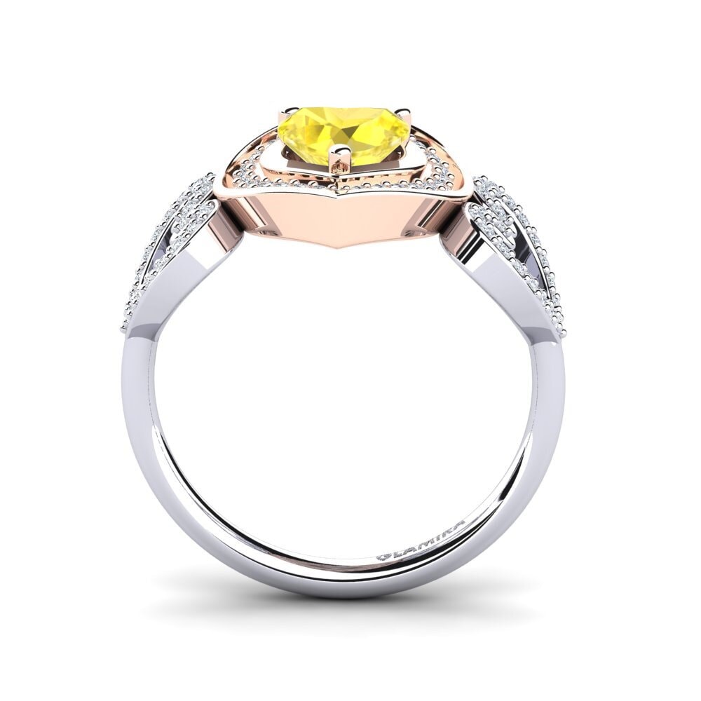 9ct White & Rose Gold Yellow Sapphire Ring Anisah