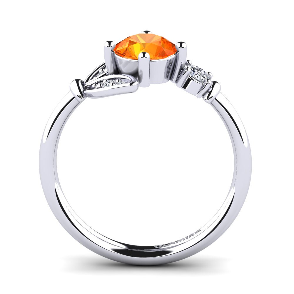 950 Palladium Orange Sapphire Ring Anmolika