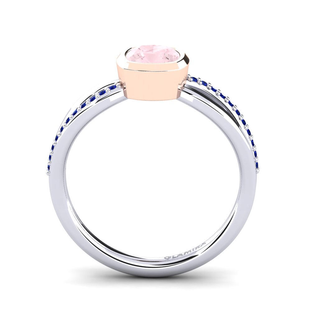 14ct White / Rose Gold Rose Quartz Engagement Ring Annecia