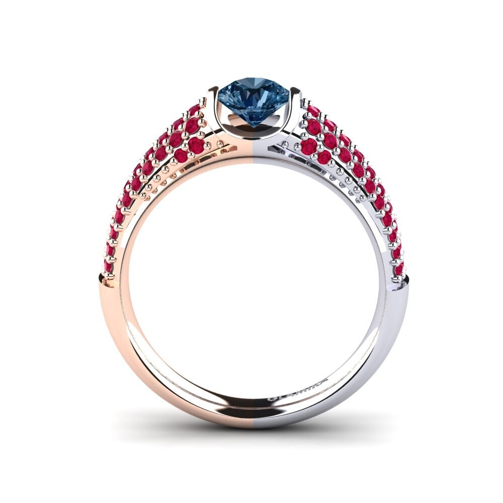 14ct Rose / White Gold Blue Diamond Engagement Ring Annecy