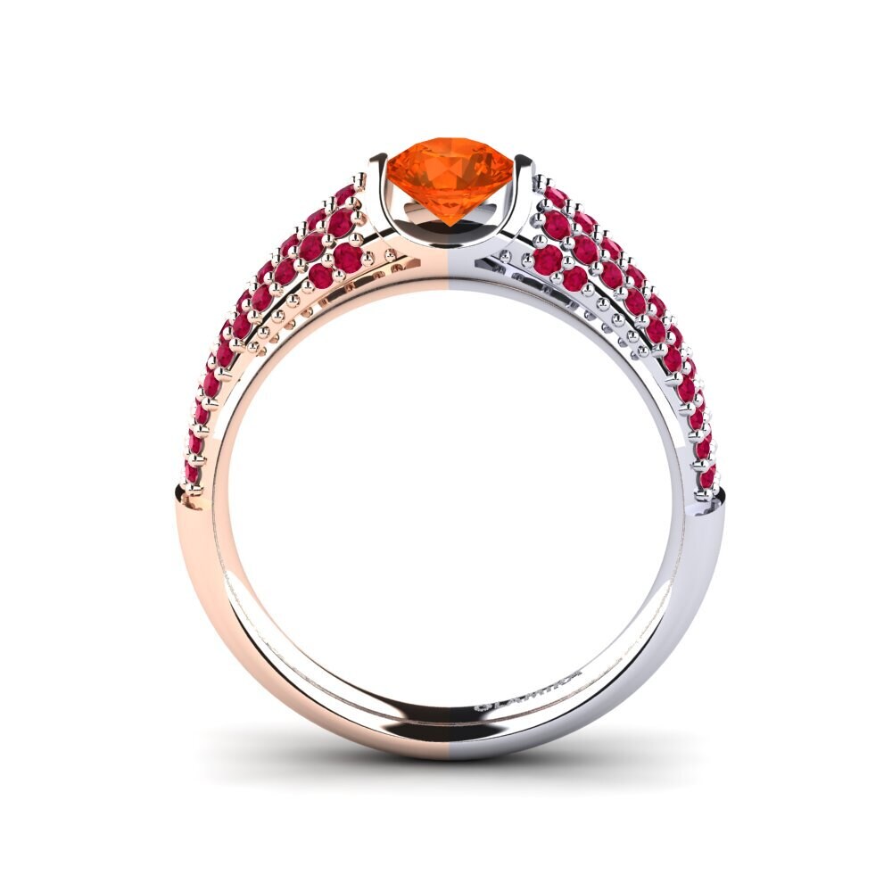 14ct Rose / White Gold Fire-Opal Engagement Ring Annecy