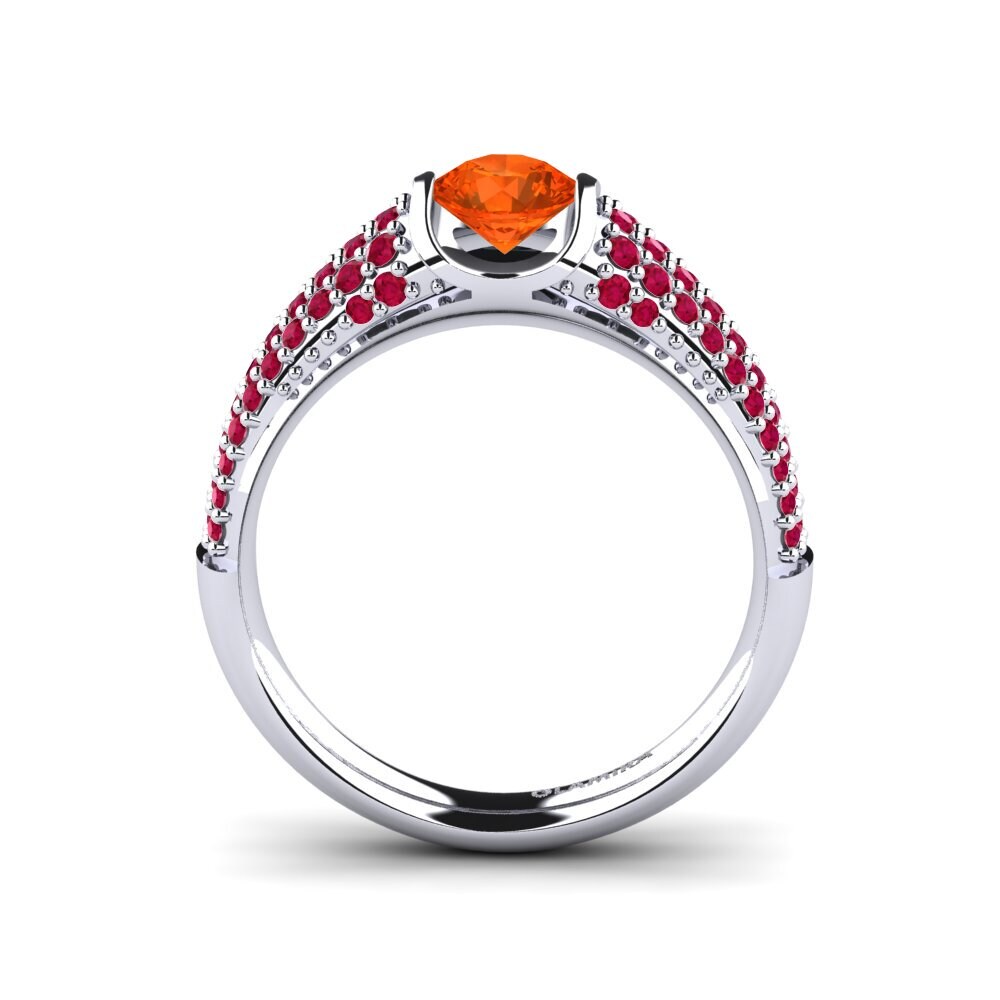 18ct White Gold Fire-Opal Engagement Ring Annecy